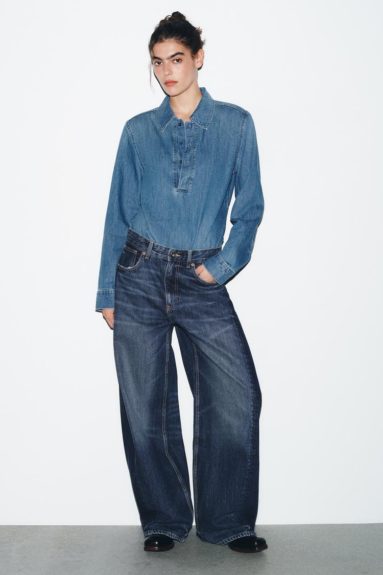TRF HIGH-WAIST BALLOON OVERSIZE JEANS - Zara product image