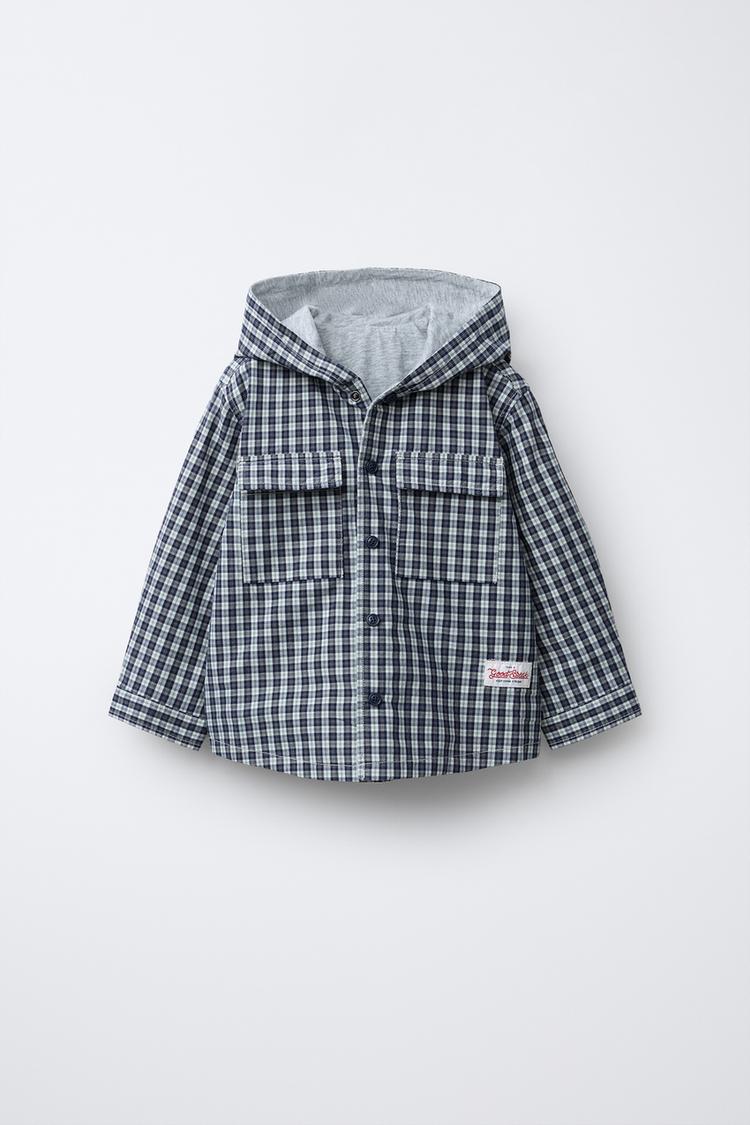 PLAID HOODIE OVERSHIRT - Zara product image
