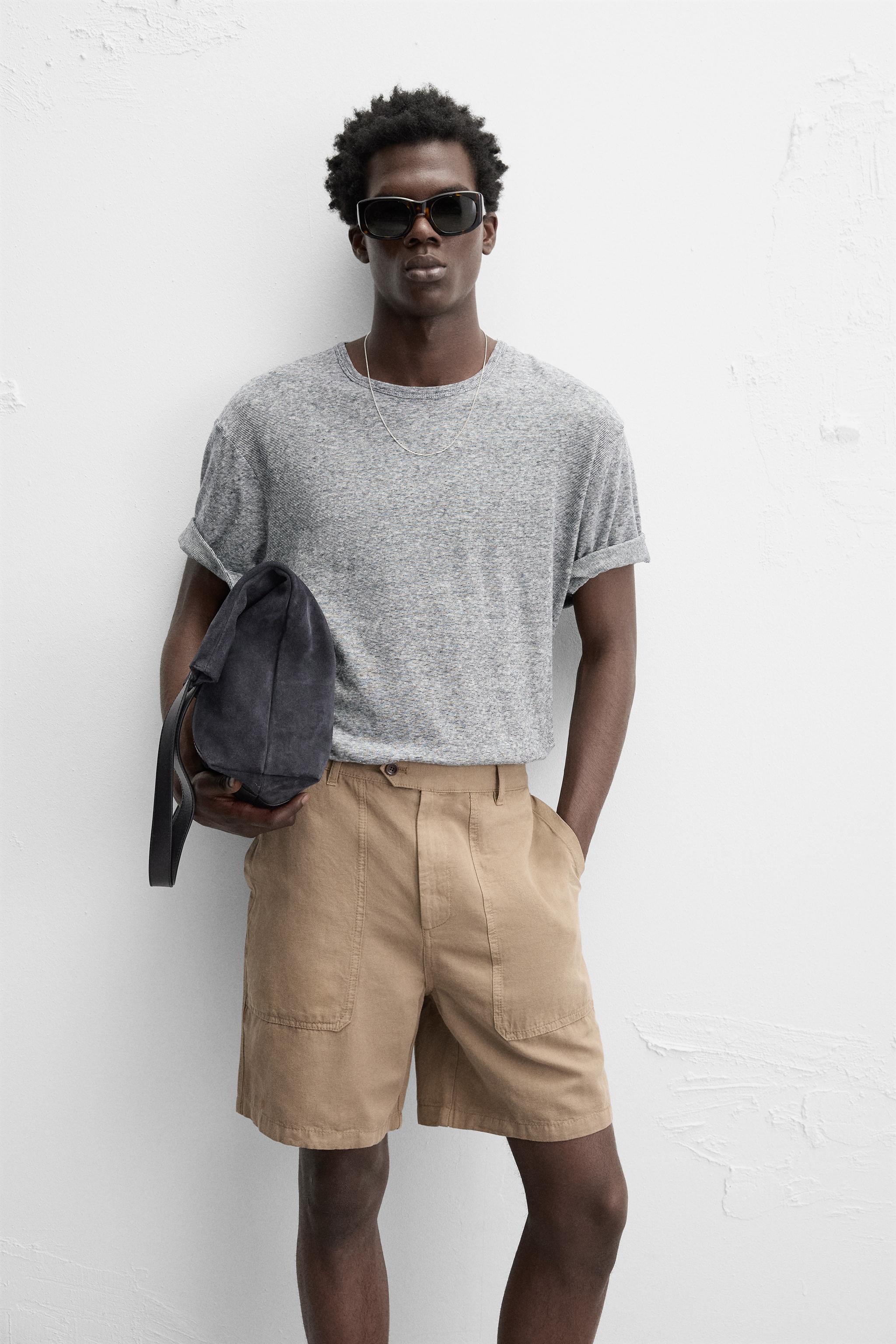 WASHED COTTON LINEN SHORTS