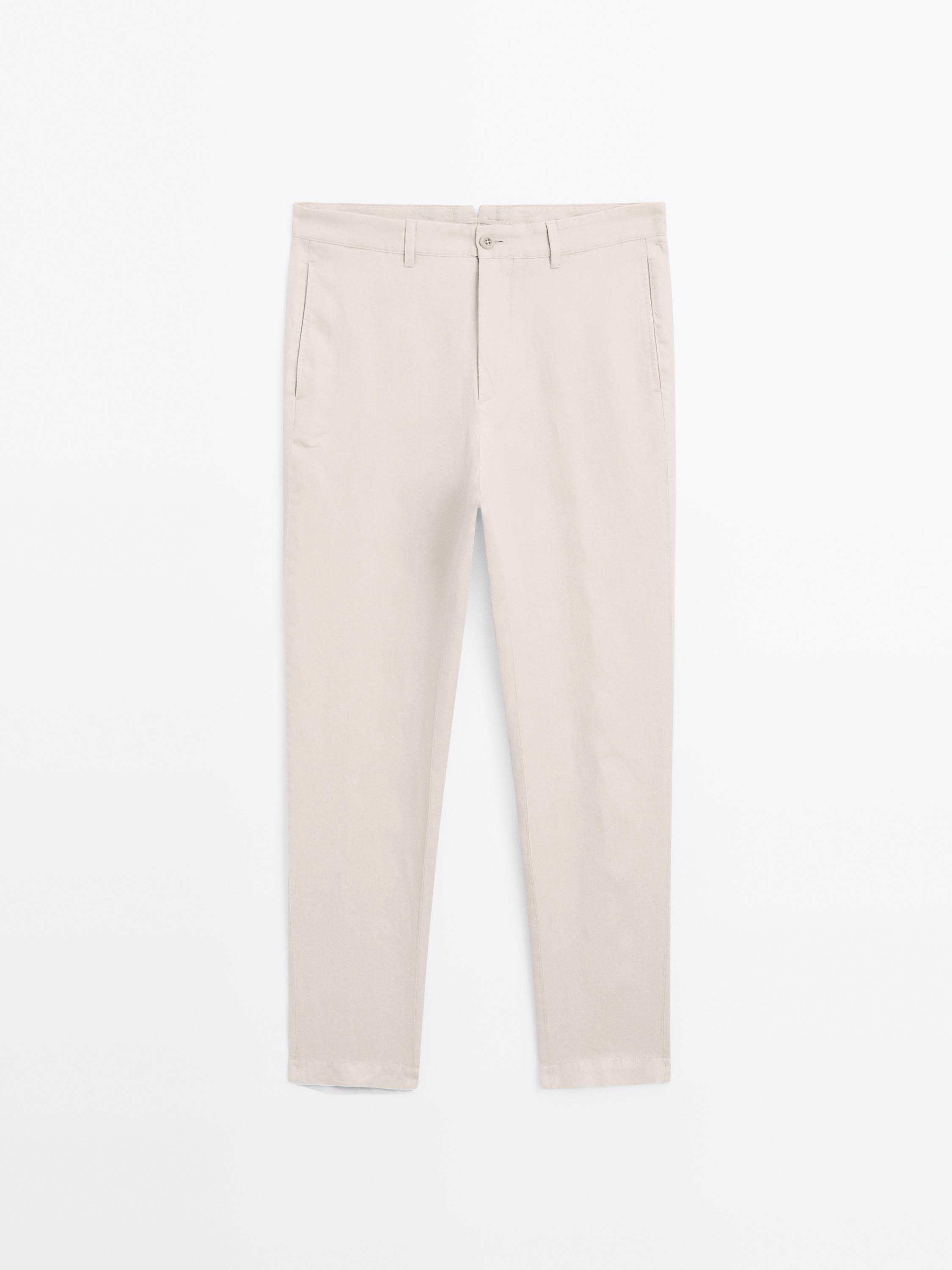 Pantalon tapered fit 100 % lin