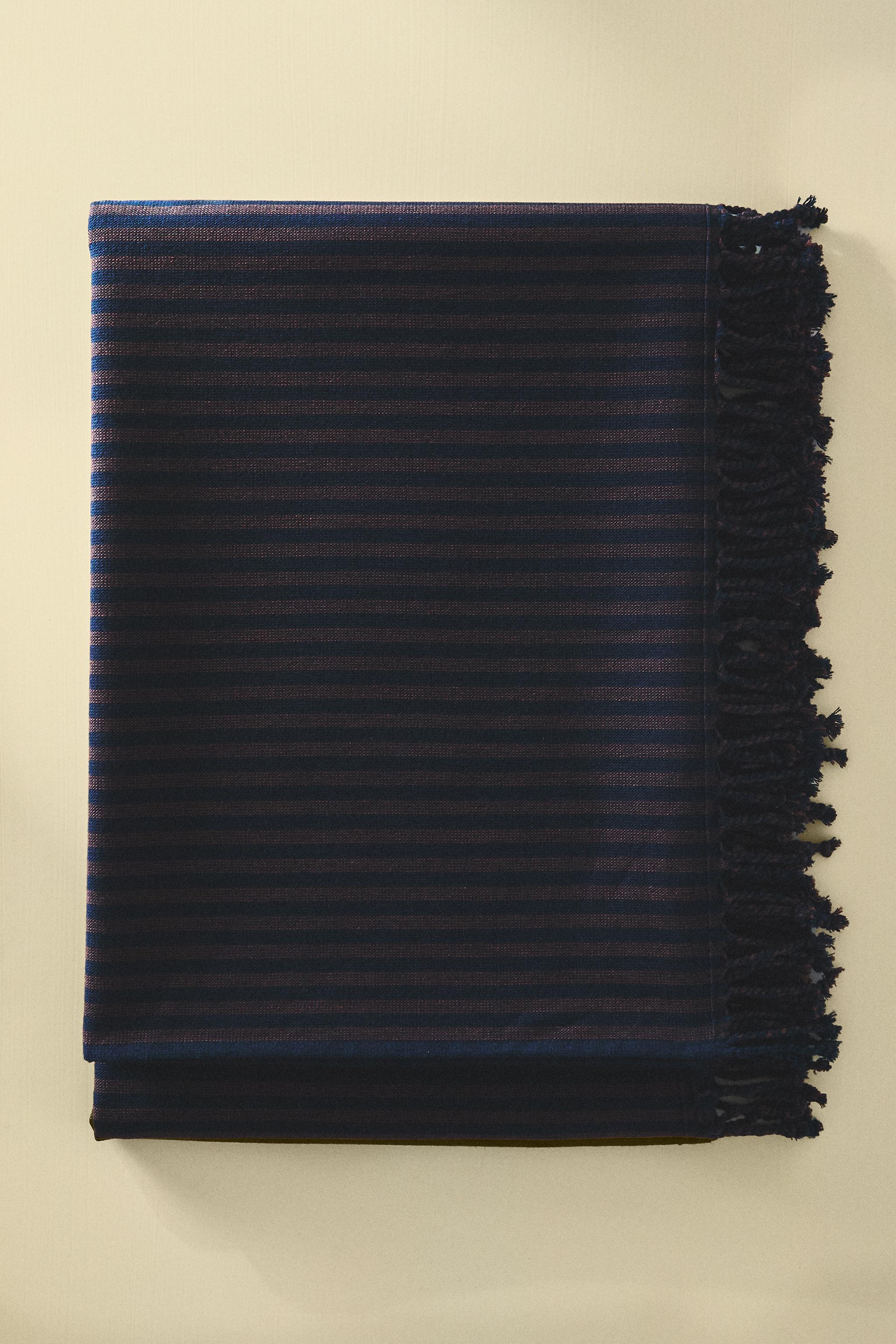 SERVIETTE DE PLAGE COTON RAYURES FINES