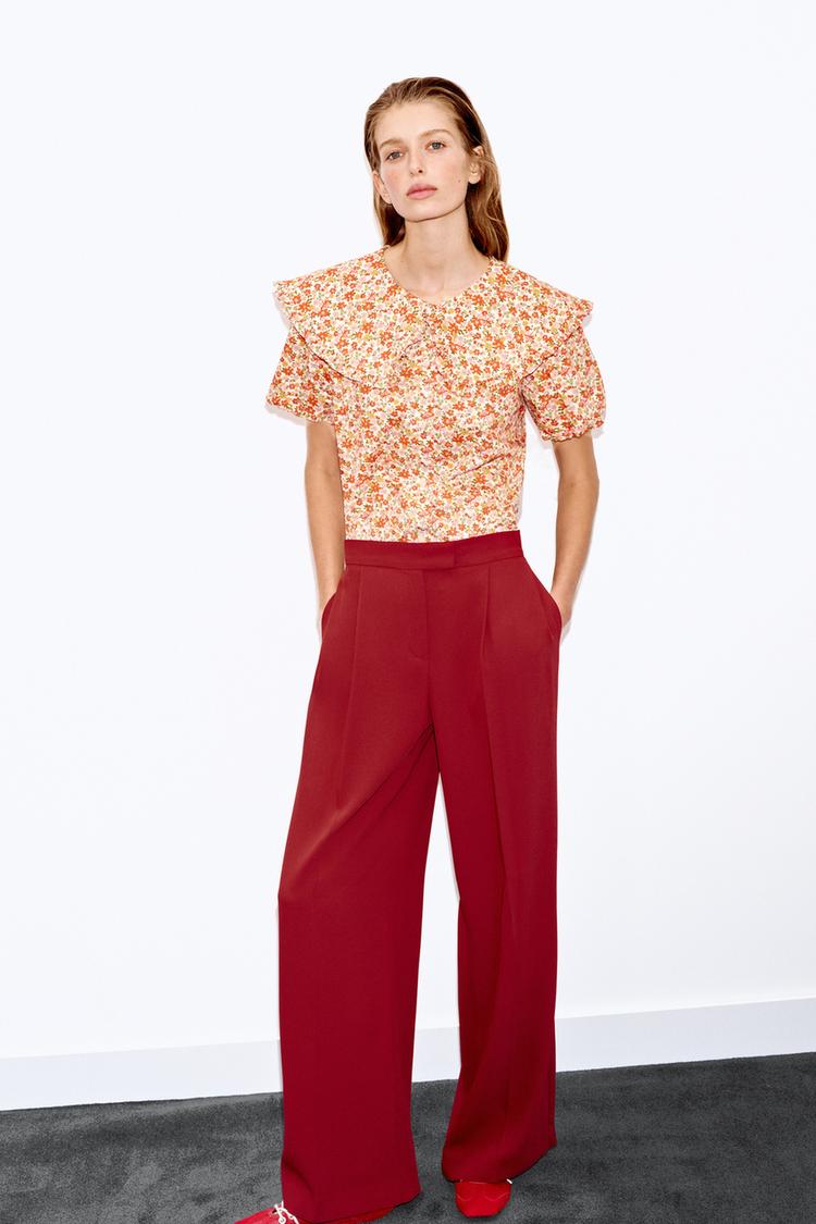 FLORAL PETER PAN COLLAR SHIRT - Zara product image