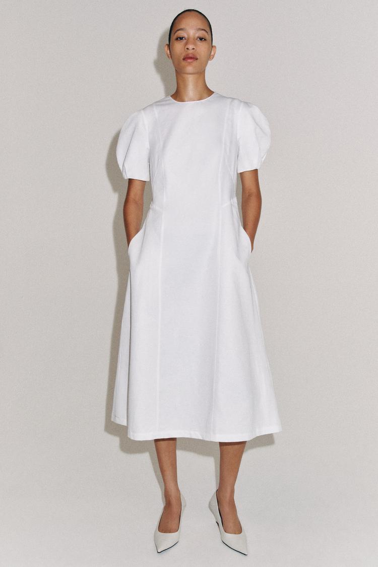 ZW COLLECTION LINEN BLEND MIDI DRESS - Zara product image