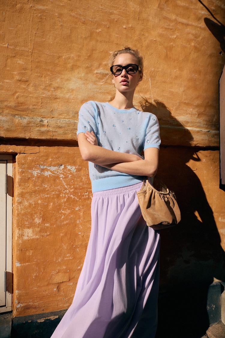 SHORT SLEEVE SEQUIN KNIT TOP - Zara product image