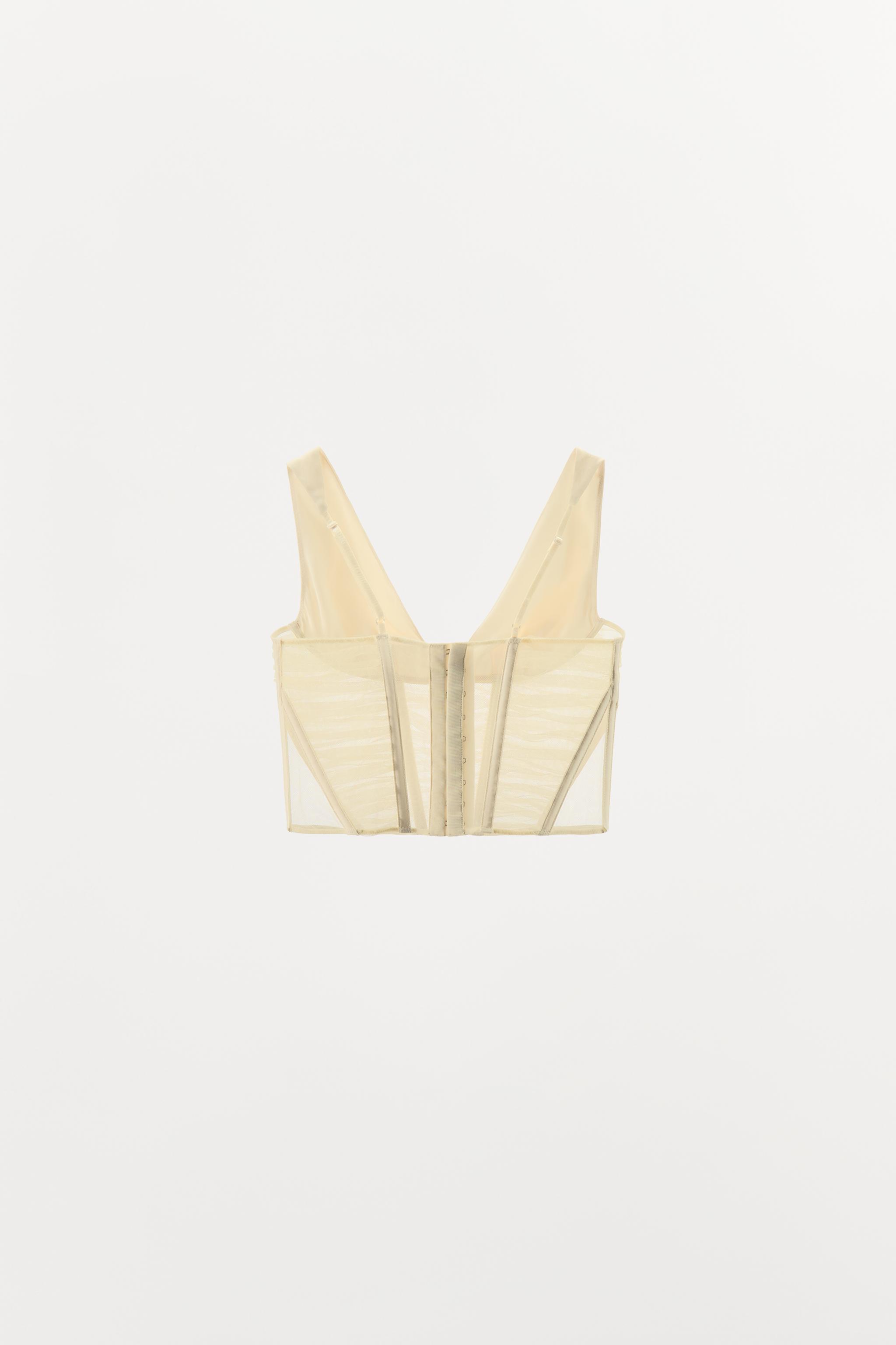 TOP CORSAGE SATINÉ EN MATIÈRES VARIÉES