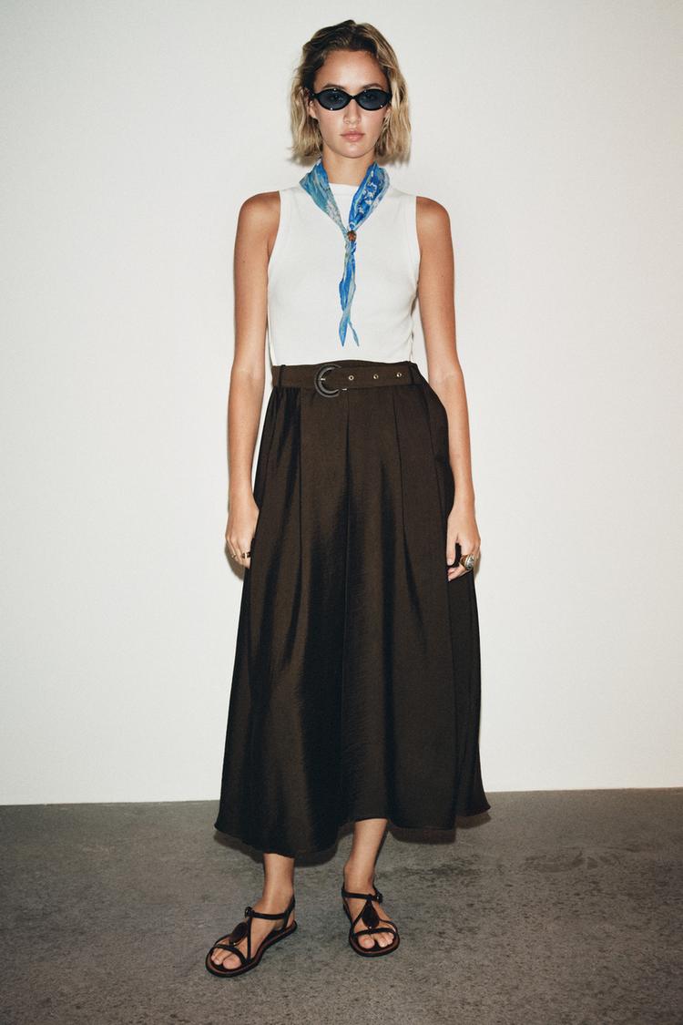 BELTED COMBINATION MIDI DRESS - Zara product image