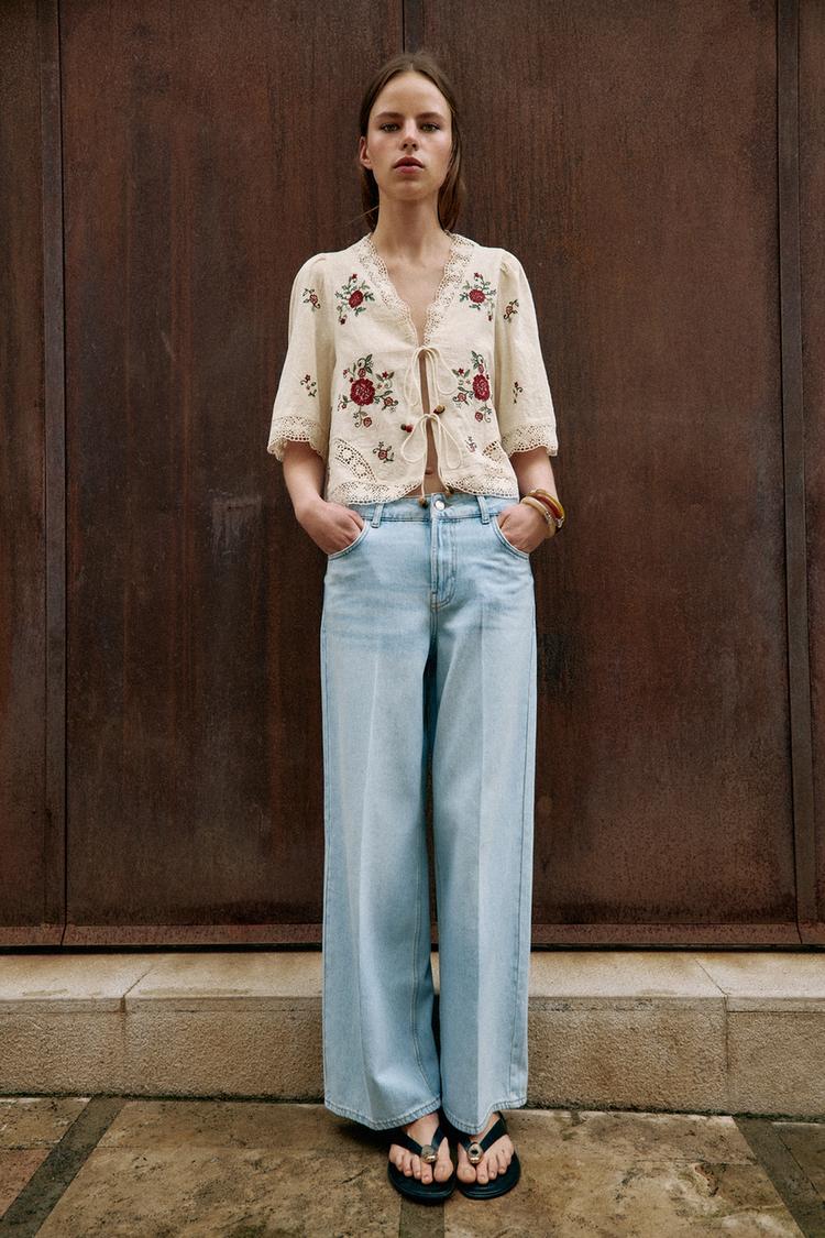 Z1975 WIDE LEG MID-RISE JEANS WITH PRESSED CREASE - Zara product image