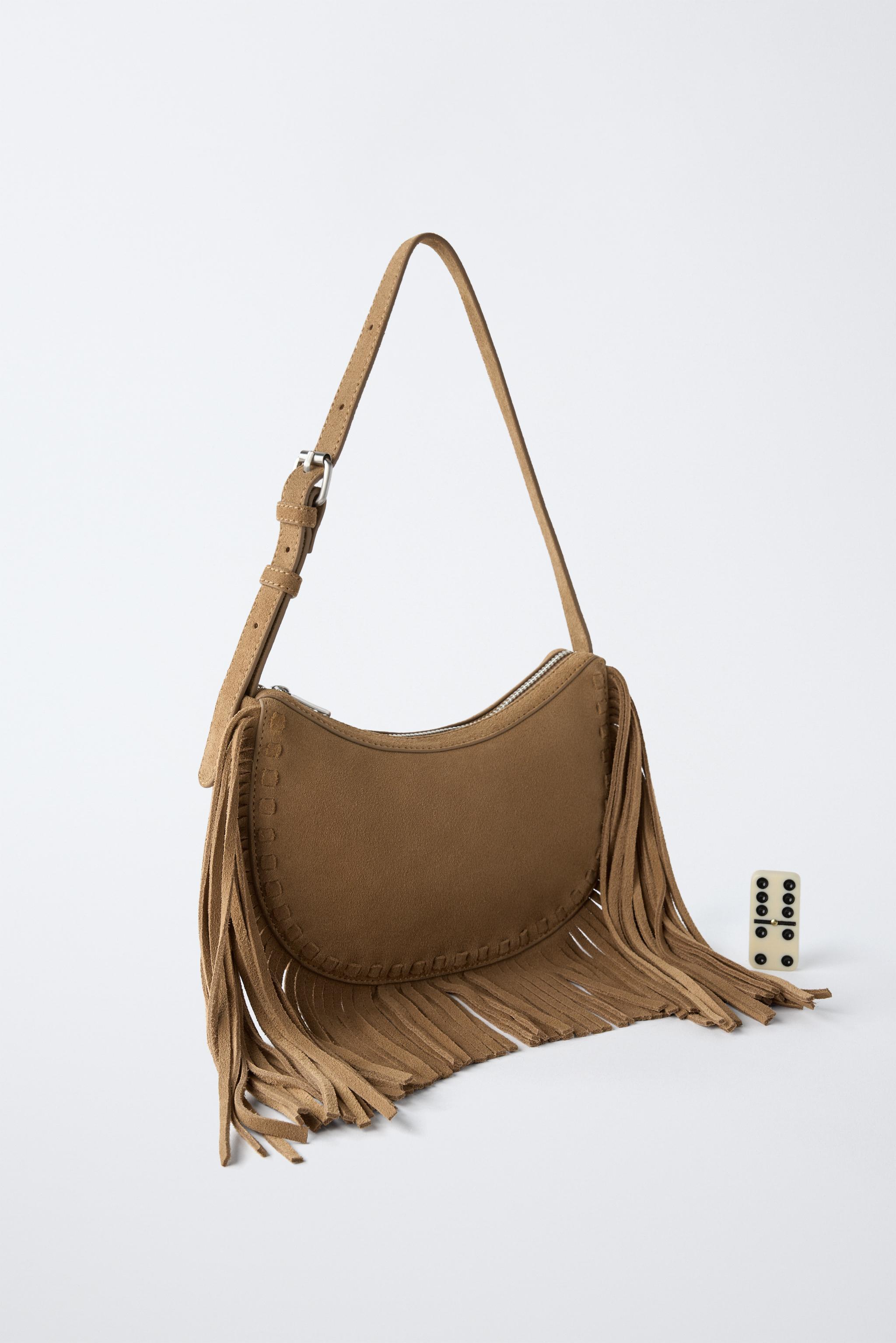 SUEDE FRINGE SHOULDER BAG