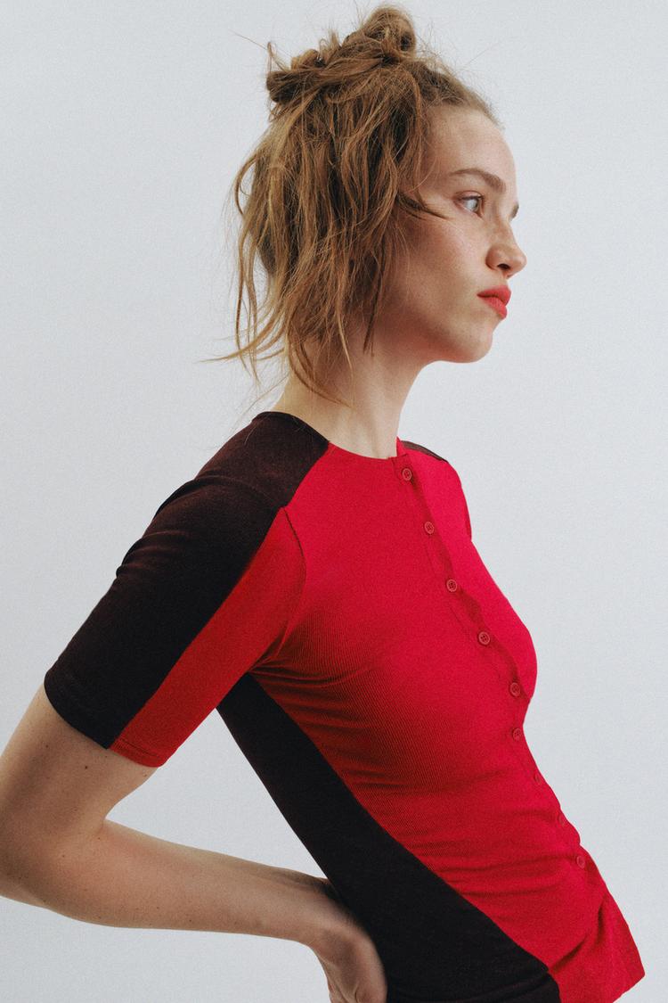 SHORT SLEEVE BUTTON T-SHIRT - Zara product image