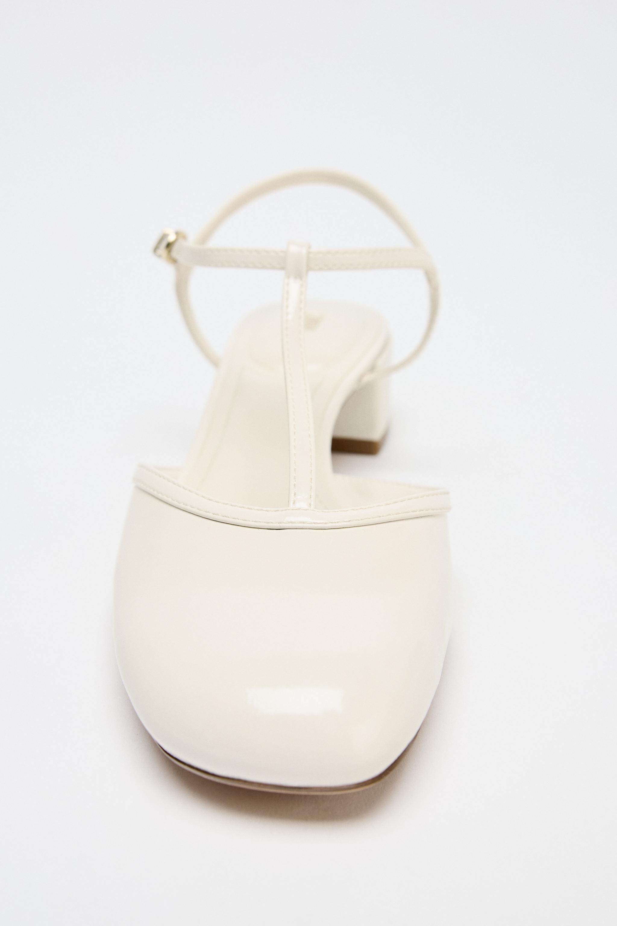 PATENT EFFECT STRAPPY SLINGBACK SHOES