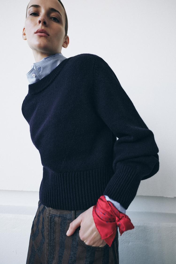 100% WOOL JUMPER WITH SHOULDER PADS - Zara product image