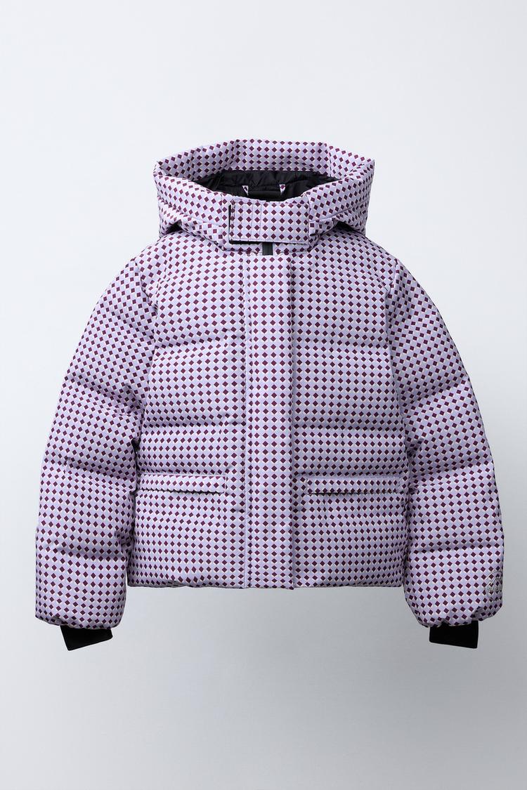 80% DOWN AND 20% FEATHER GEOMETRIC PRINT PUFFER JACKET WATER RESISTANT AND WINDPROOF RECCO® SYSTEM SKI COLLECTION - Zara product image