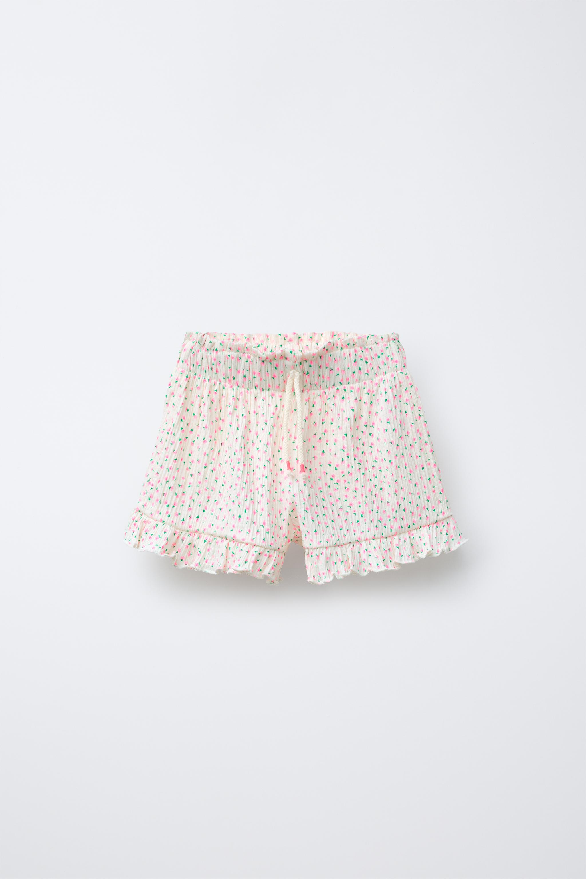 PRINTED RUFFLE SHORTS