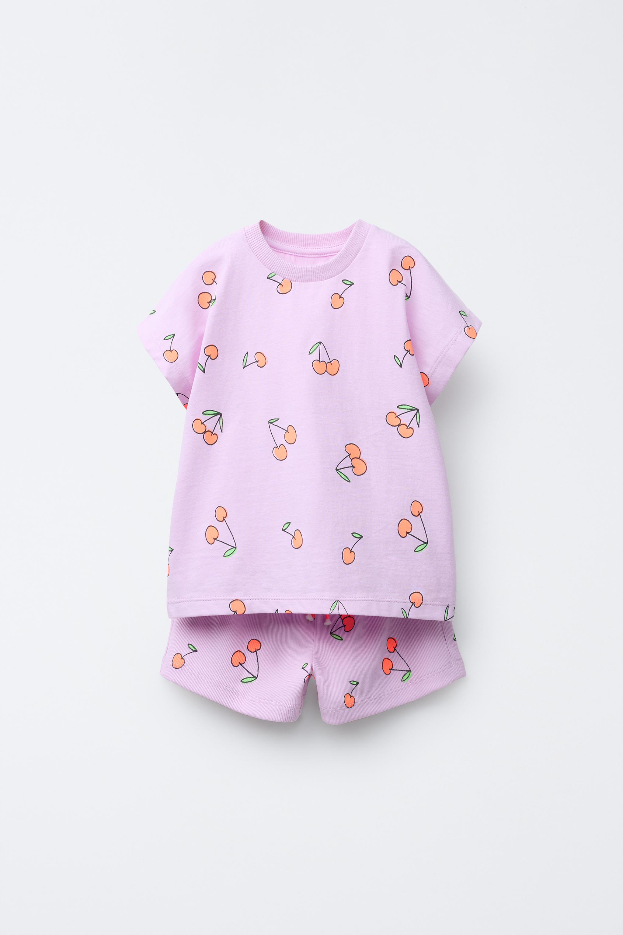 PRINTED RIBBED T-SHIRT AND BERMUDA SET