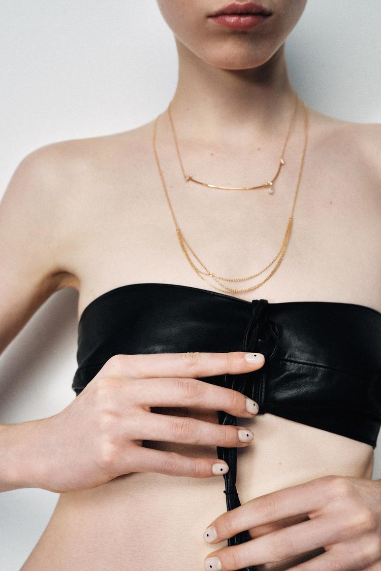 2-PACK MINIMAL GLITTER NECKLACES - Zara product image