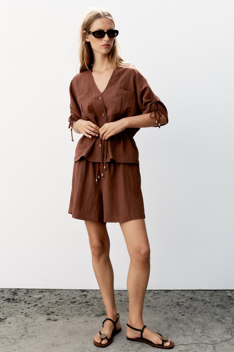 SHORT SLEEVE BEADED SAFARI JACKET - Zara product image
