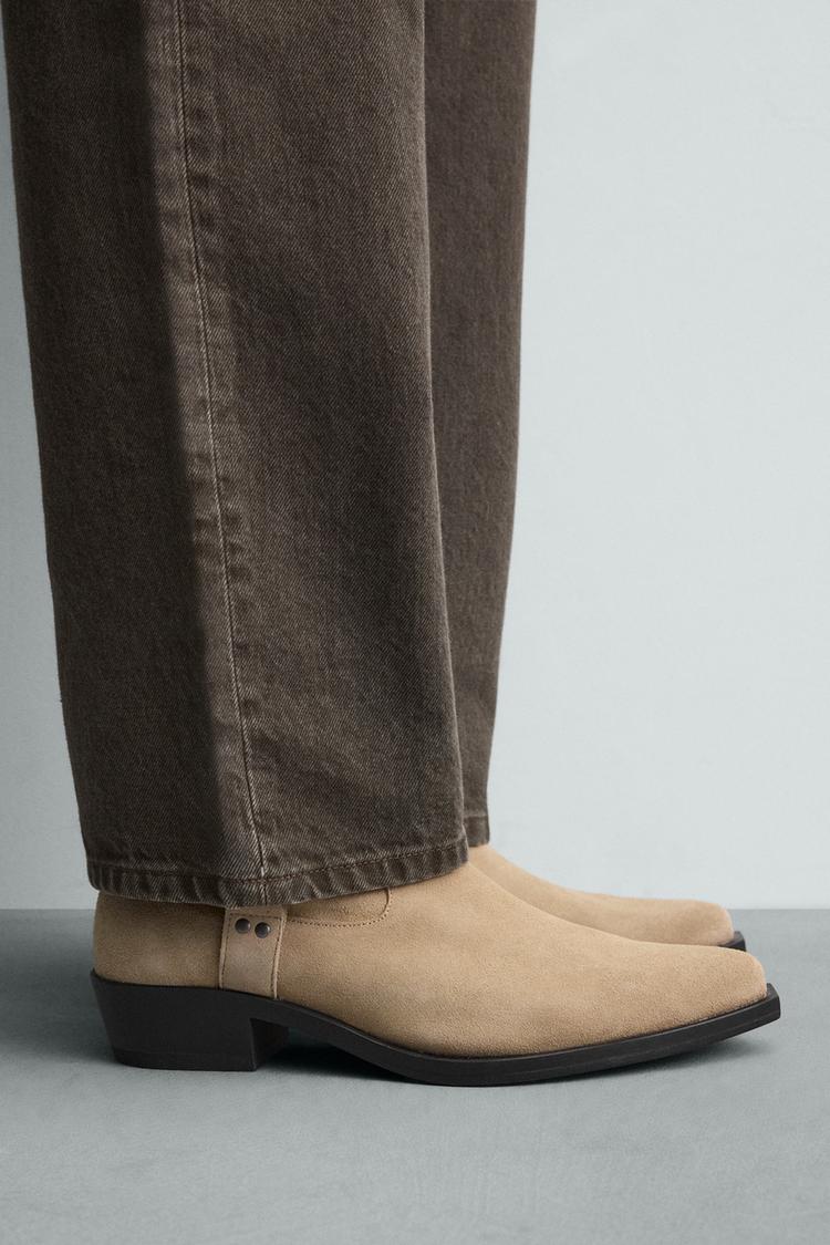 LEATHER BOOTS WITH HARNESS DETAIL - Zara product image
