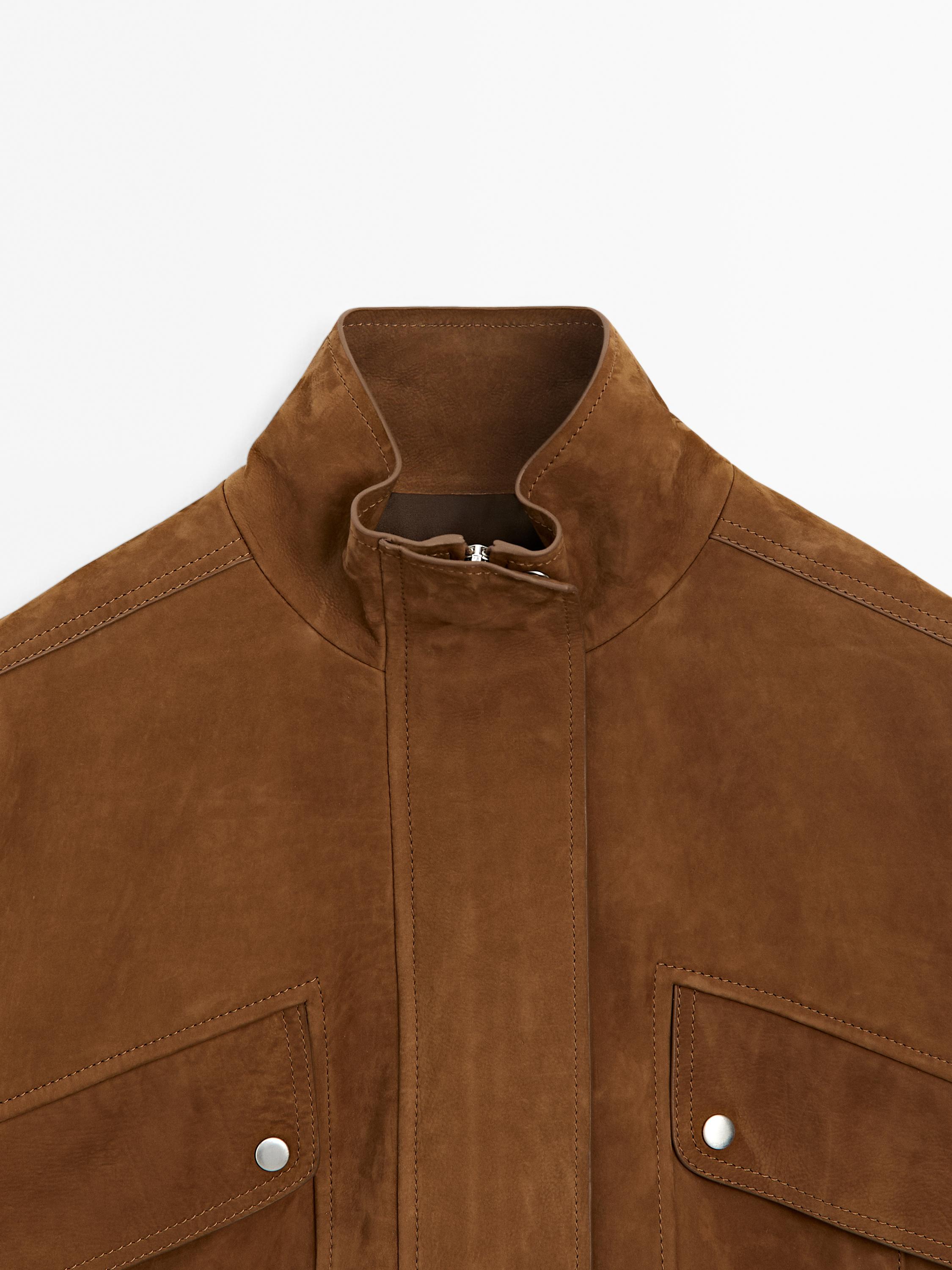 Blouson bomber nubuck cuir effet daim