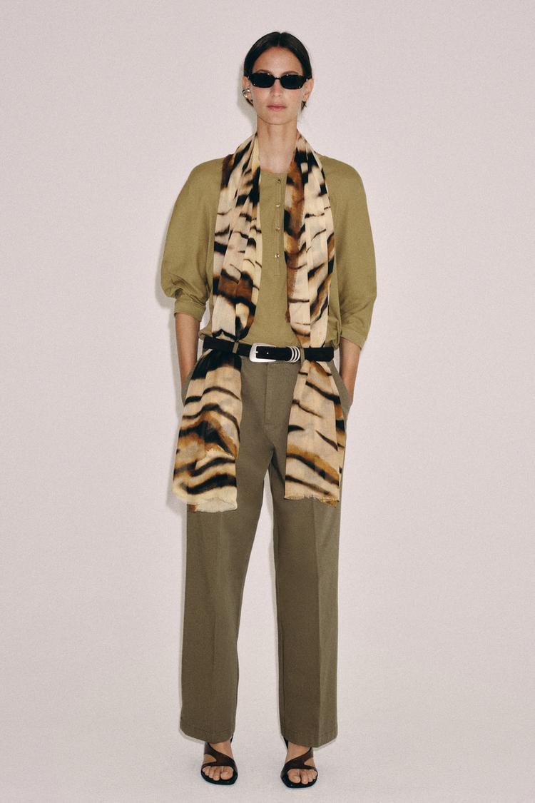ANIMAL PRINT MODAL SILK SCARF - Zara product image