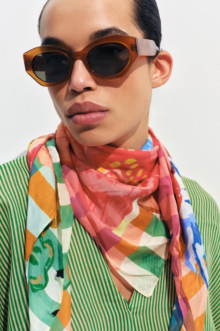 MODAL SILK FLORAL PRINT SCARF - Zara product image