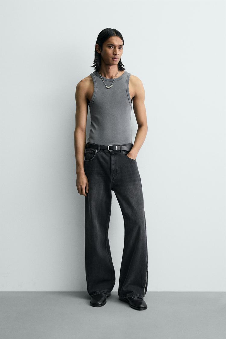 FLARE FIT ZIPPER JEANS - Zara product image