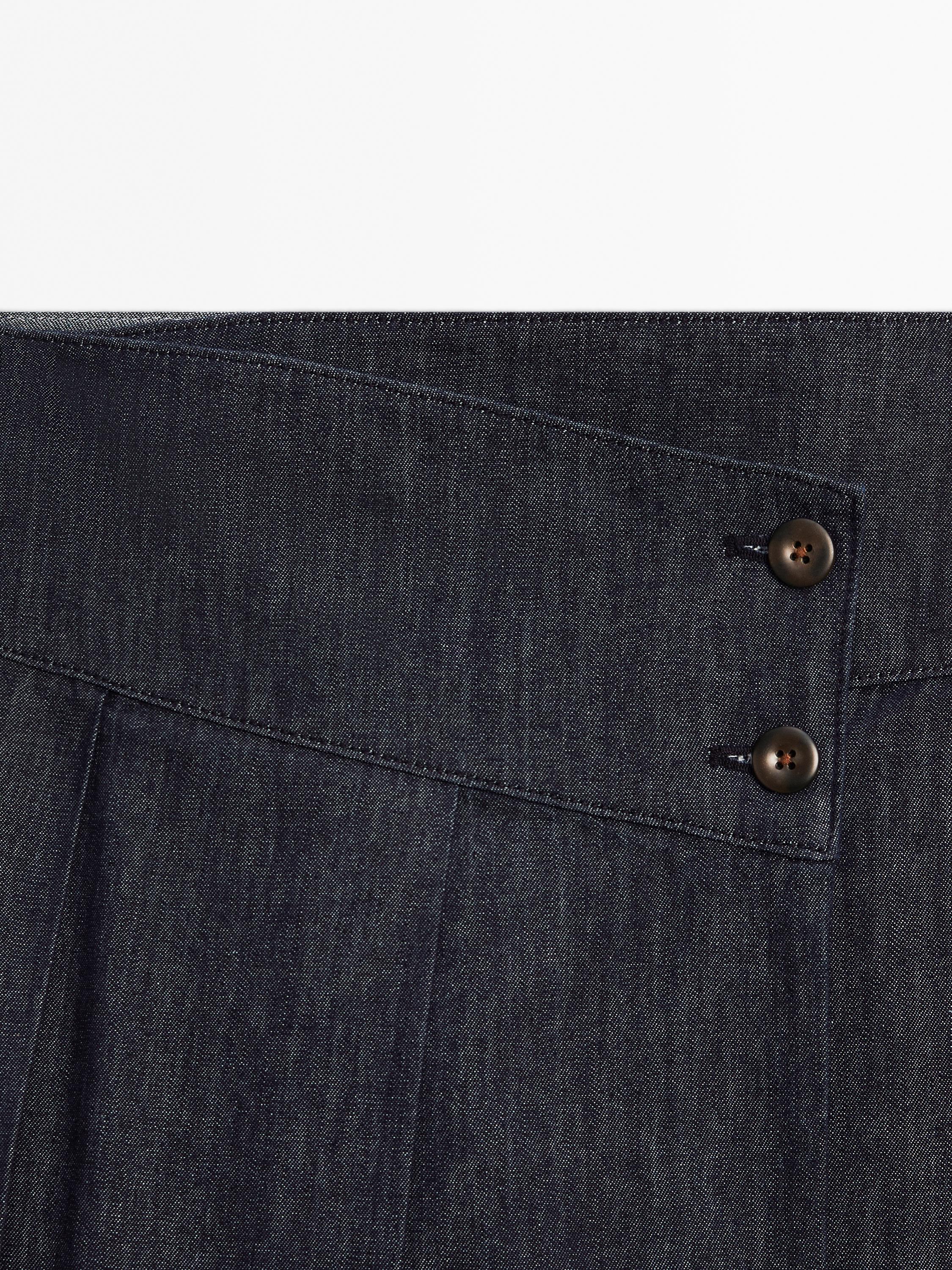Cotton denim midi skirt