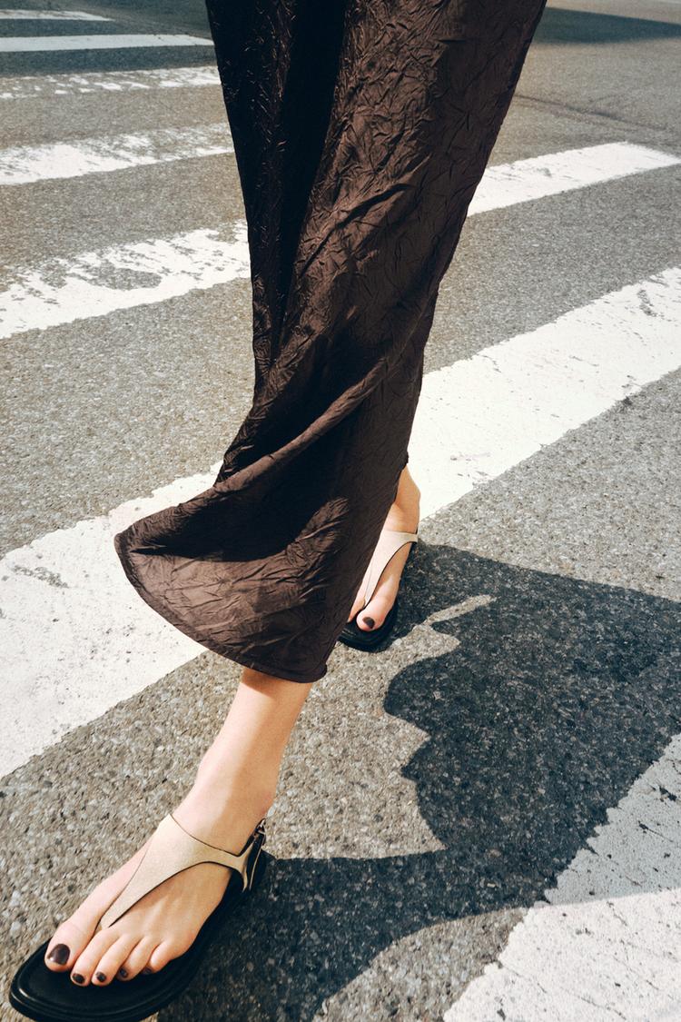 LEATHER BUCKLE STRAP SANDALS - Zara product image