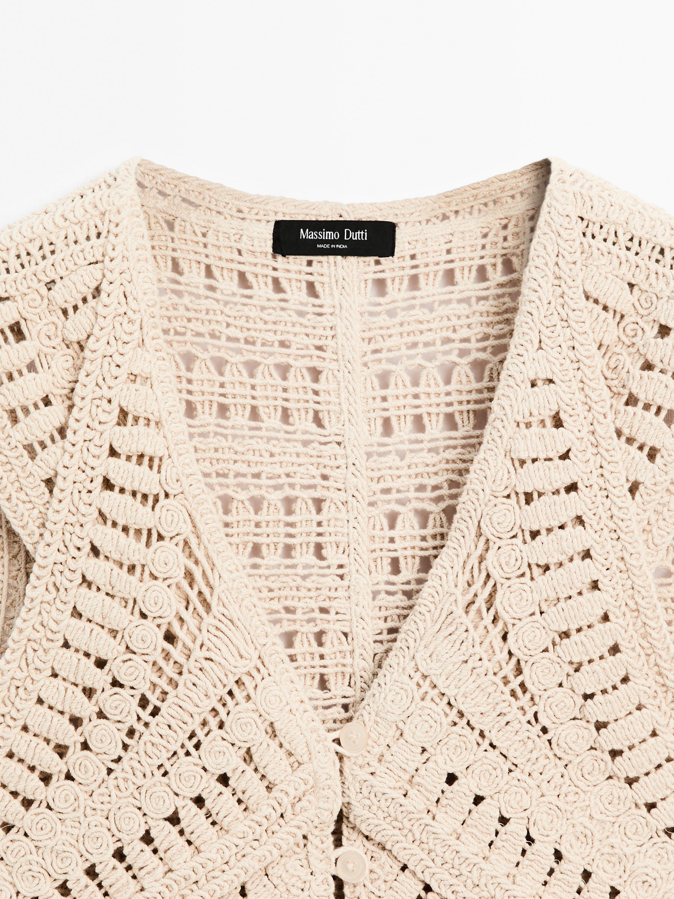 Veste sans manches maille crochet fantaisie