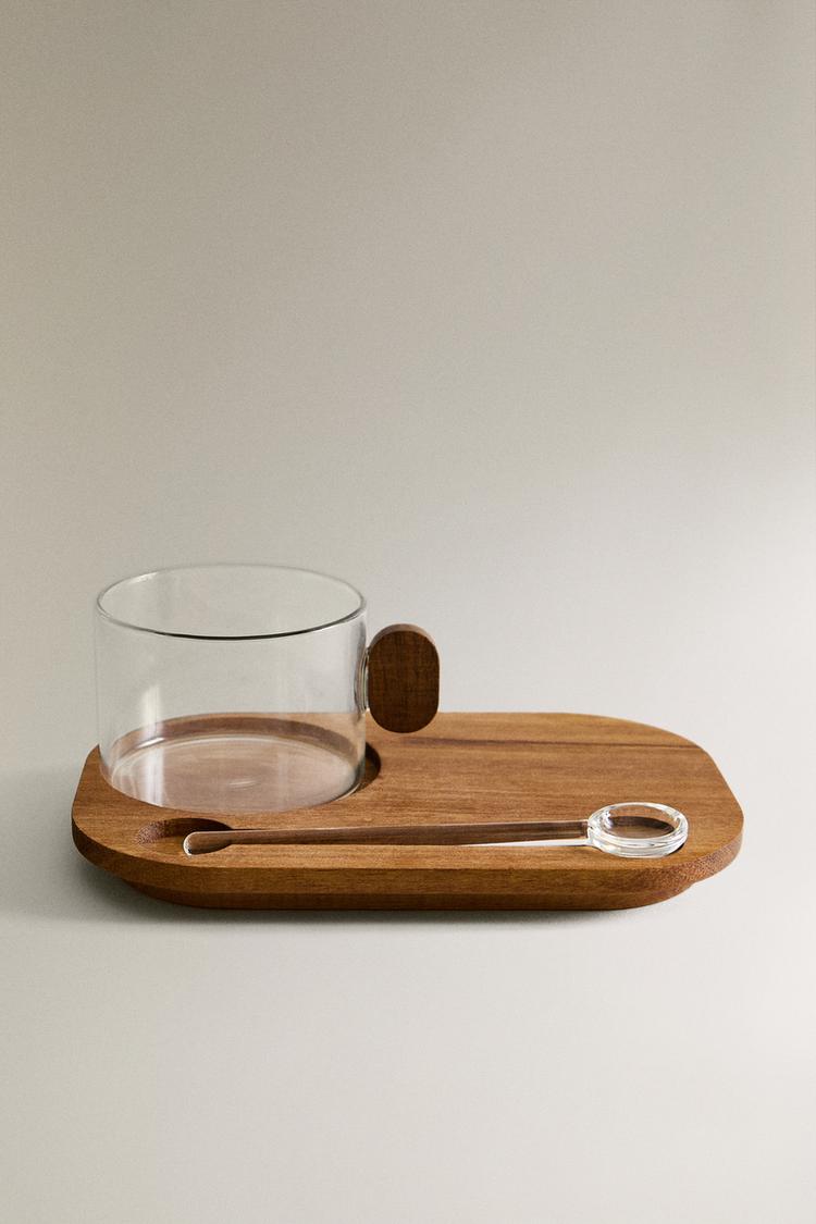 BOROSILICATE GLASS MUG WITH TRAY - Zara product image