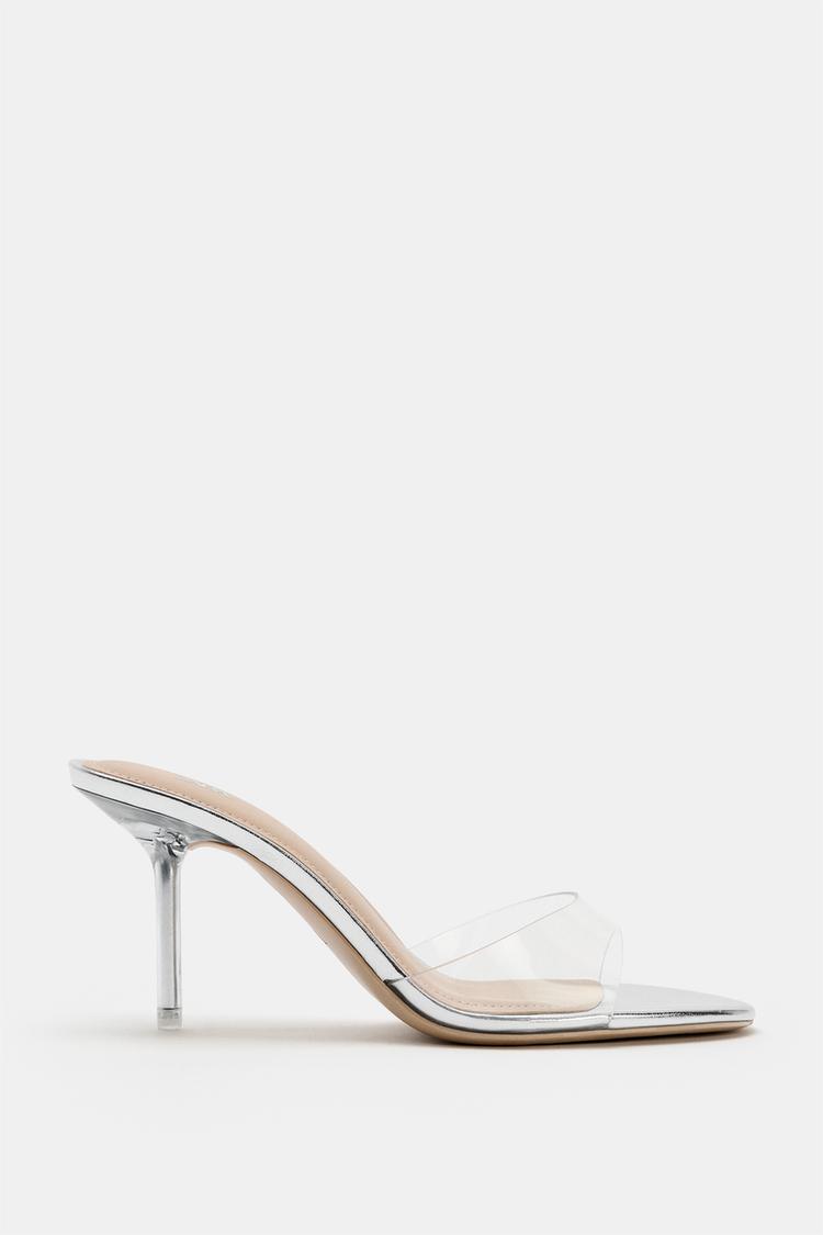 LAMINATED VINYL HEELED SANDALS - Zara product image