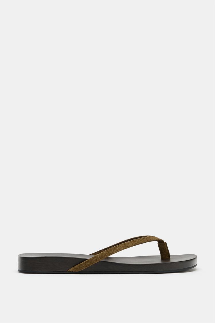SUEDE FLAT SANDALS - Zara product image