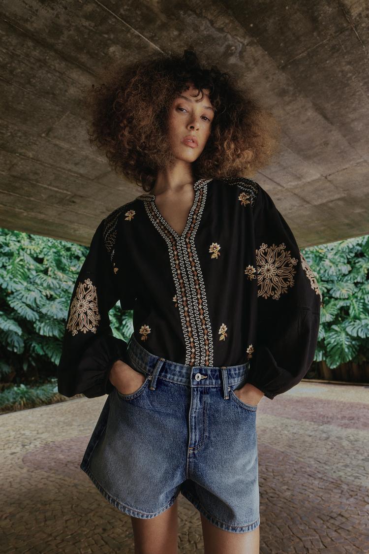 EMBROIDERED FLORAL SHIRT - Zara product image