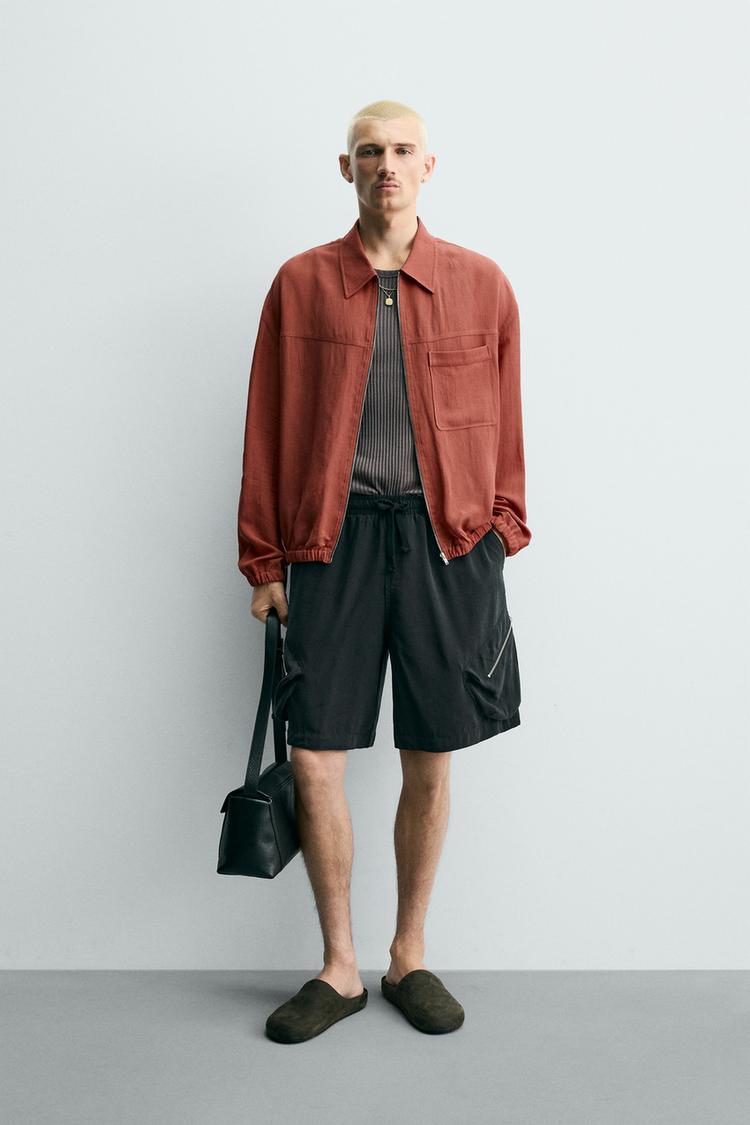 RELAXED FIT ZIP-UP OVERSHIRT