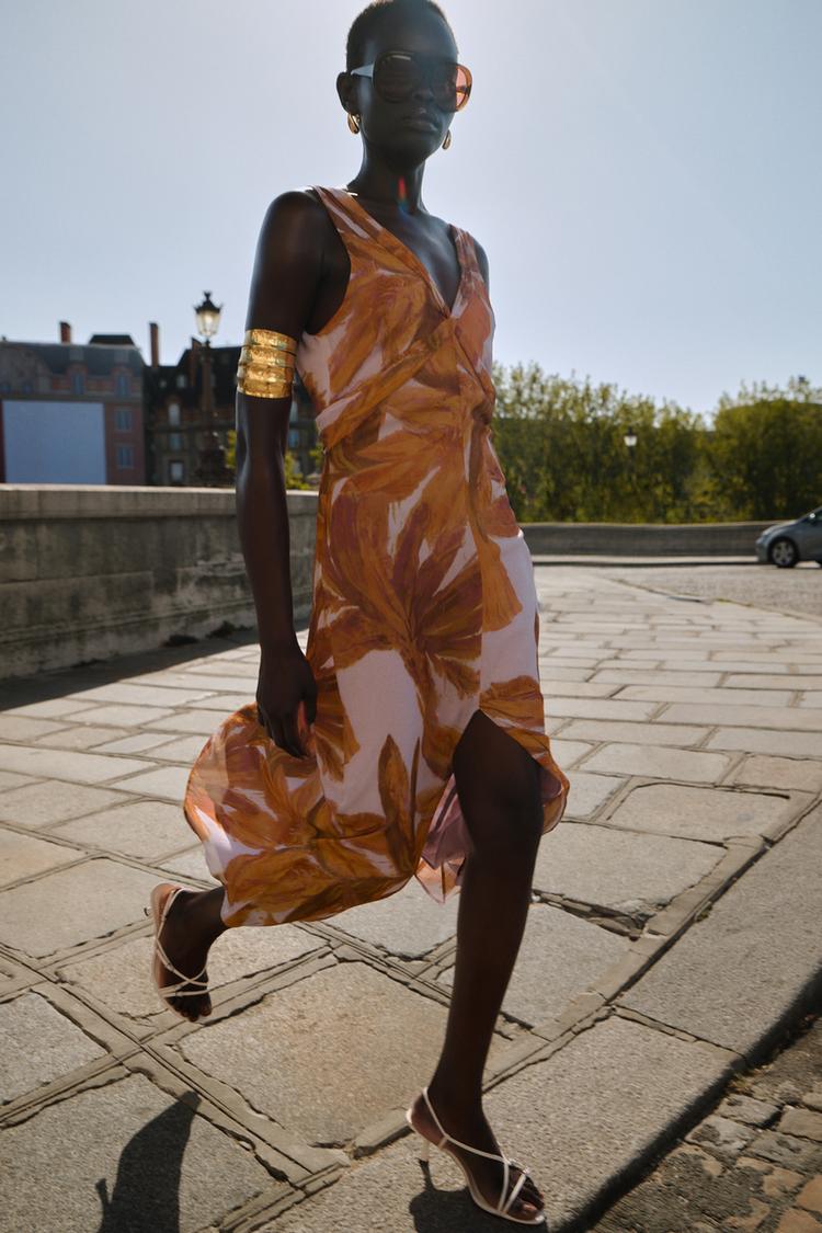 PRINTED MIDI DRESS