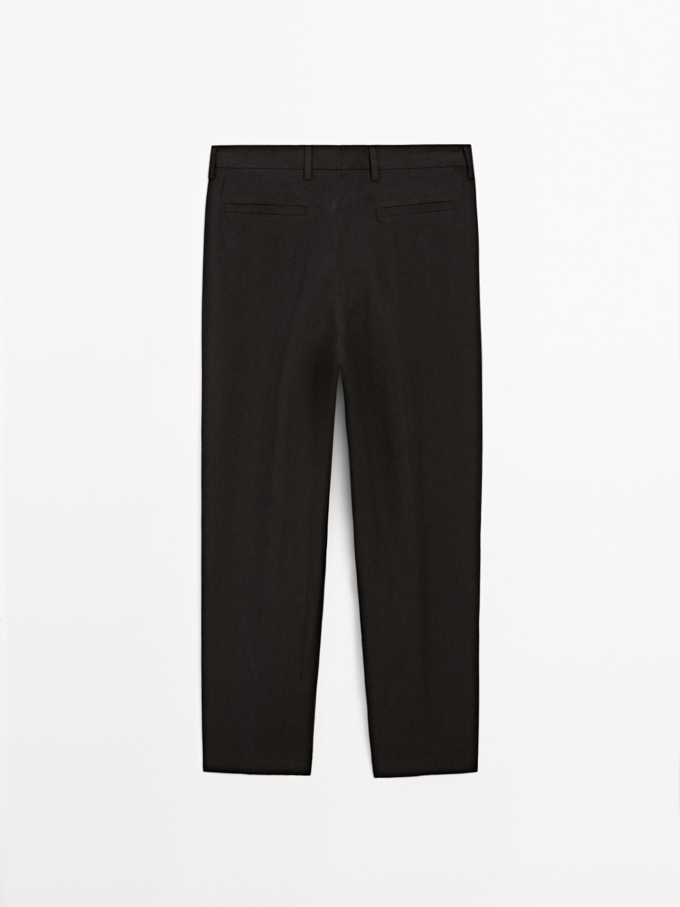 100% linen houndstooth trousers