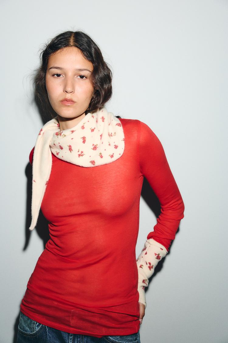 FLORAL PRINT KNIT BANDANA