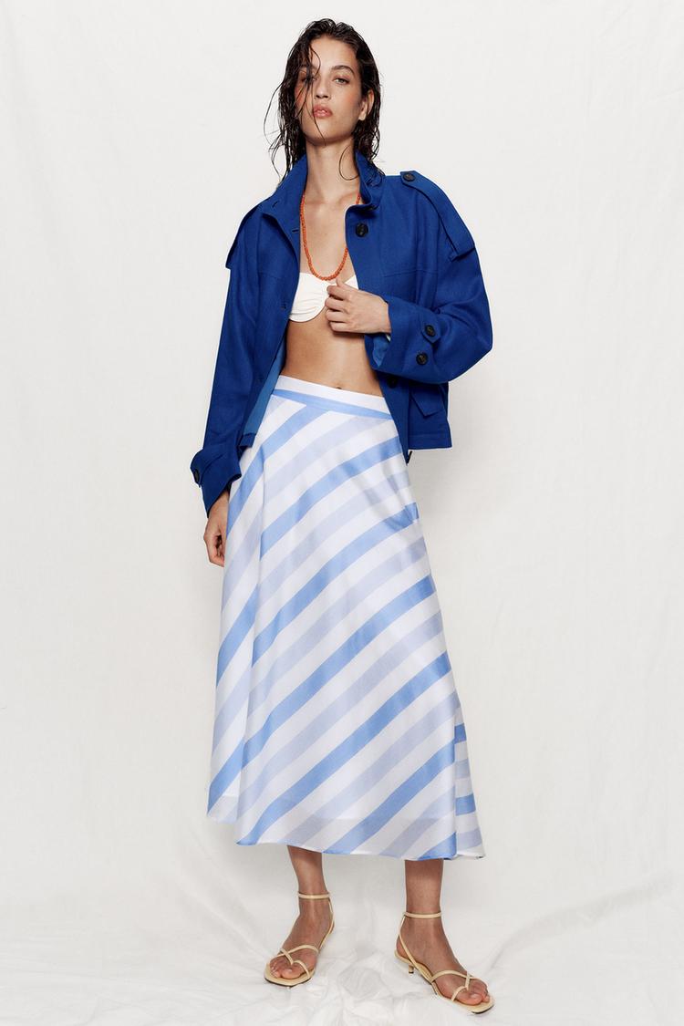 STRIPED MIDI SKIRT - Zara product image