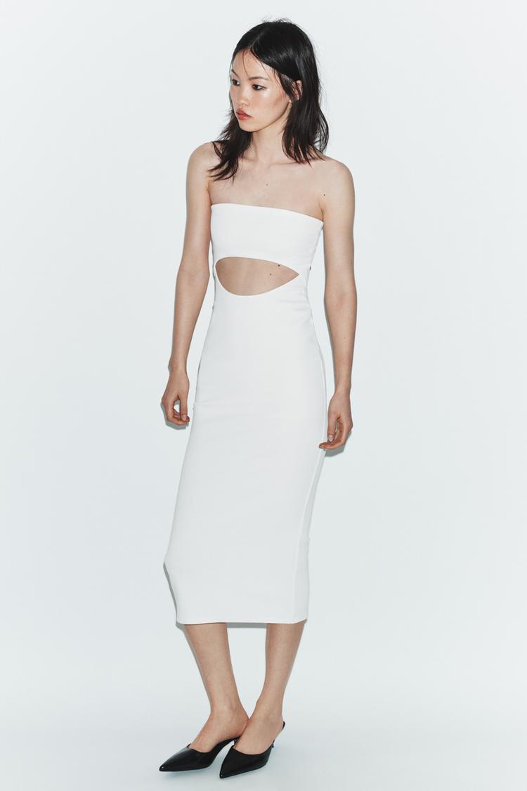 STRETCH KNIT CUT-OUT MIDI DRESS - Zara product image
