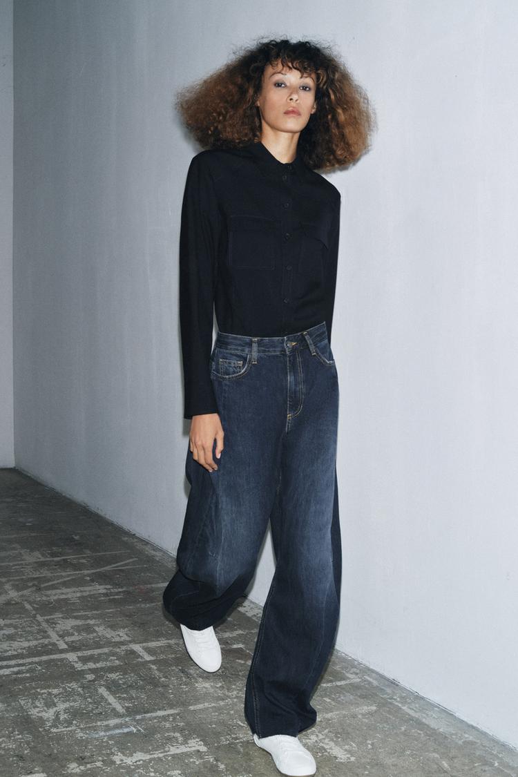 ZW COLLECTION MID-RISE BARREL JEANS - Zara product image