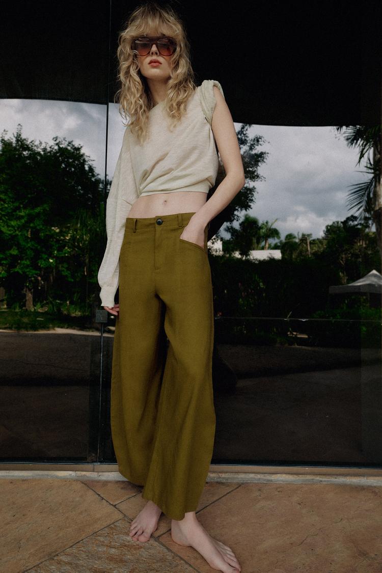 LINEN BALLOON PANTS - Zara product image