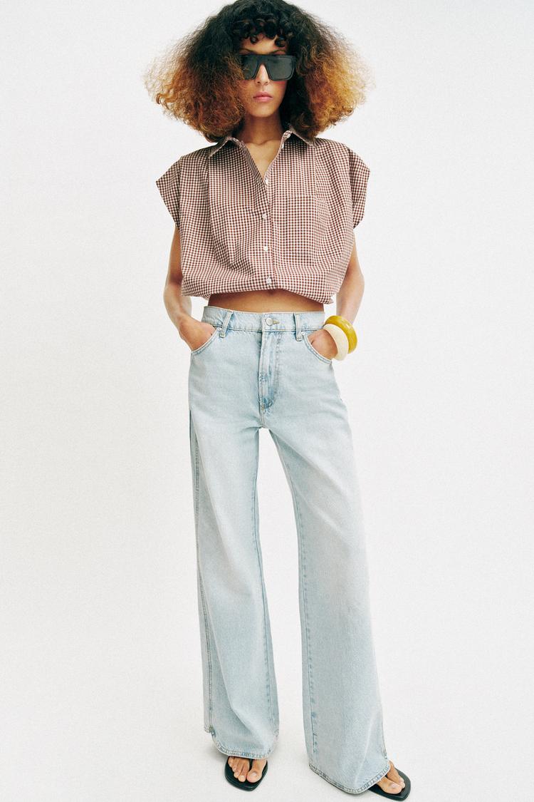 CROPPED GINGHAM SHIRT - Zara product image