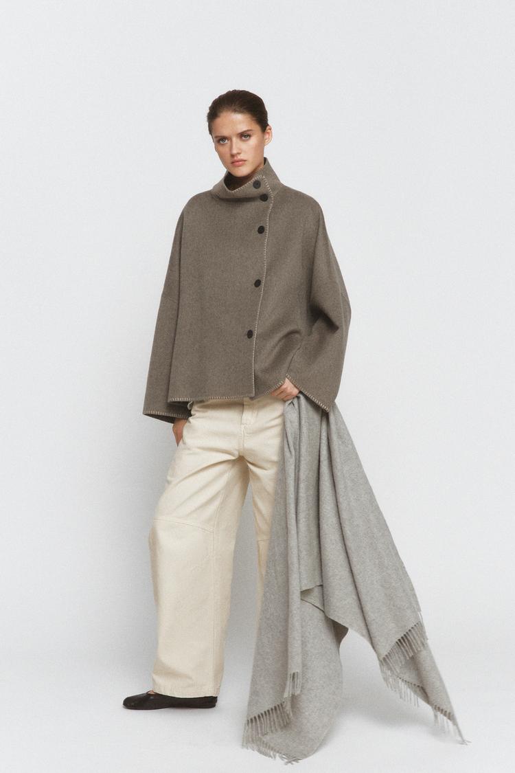 WOOL BLEND TOPSTITCHED JACKET ZW COLLECTION - Zara product image