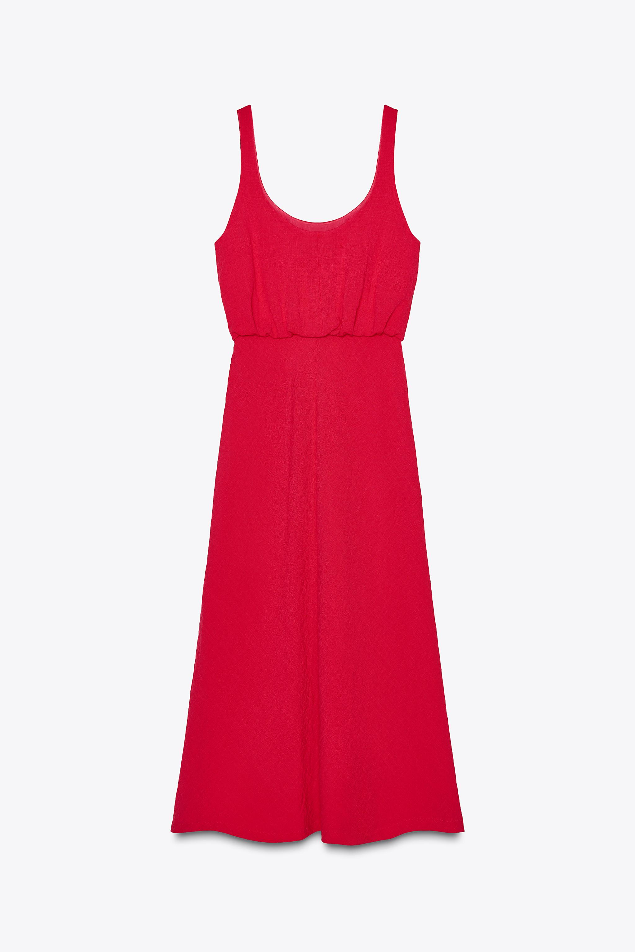 MIDI DRESS WITH RUCHED WAIST