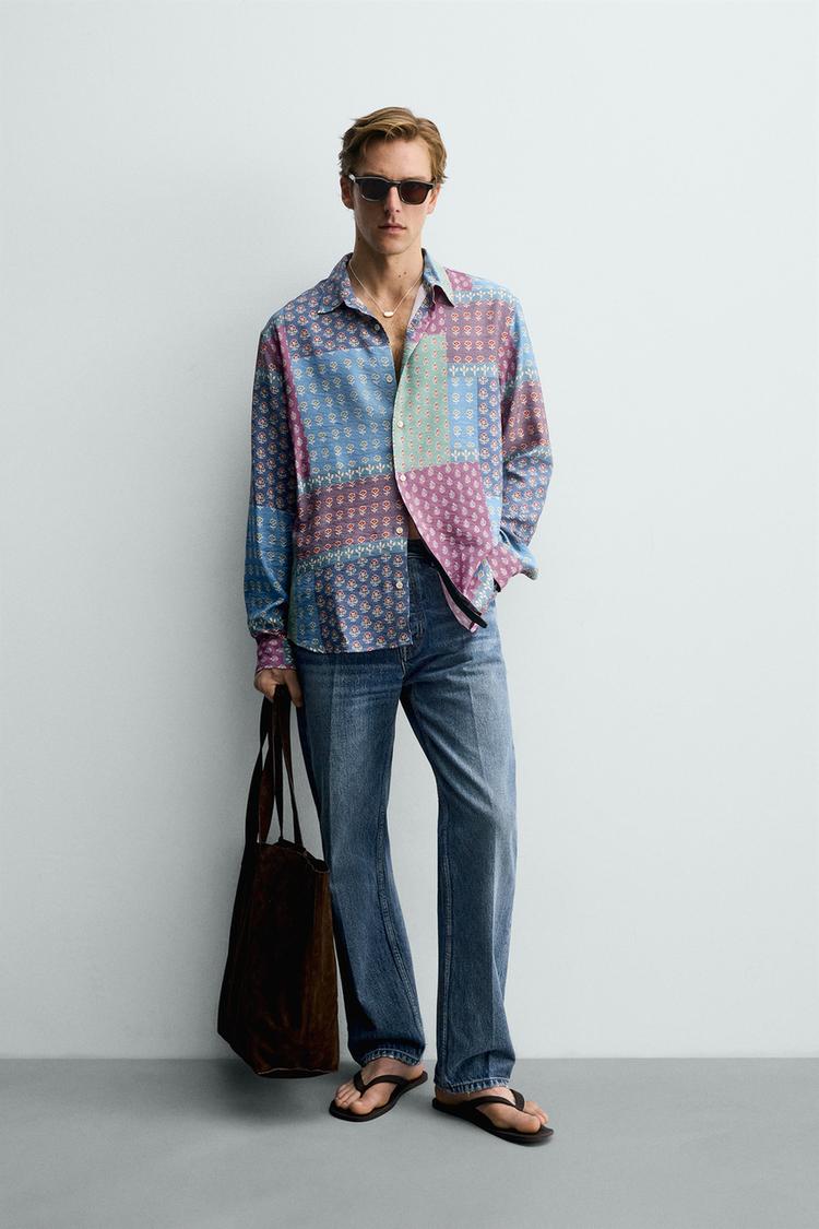RELAXED FIT PATCHWORK PRINT SHIRT - Zara product image