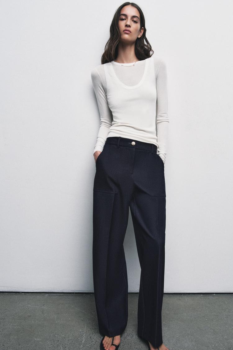 PIN TUCK STRAIGHT LEG PANTS - Zara product image