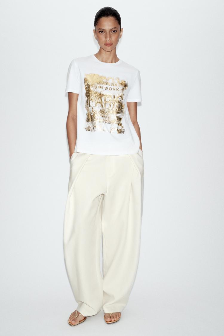METALLIC SHORT SLEEVE T-SHIRT - Zara product image