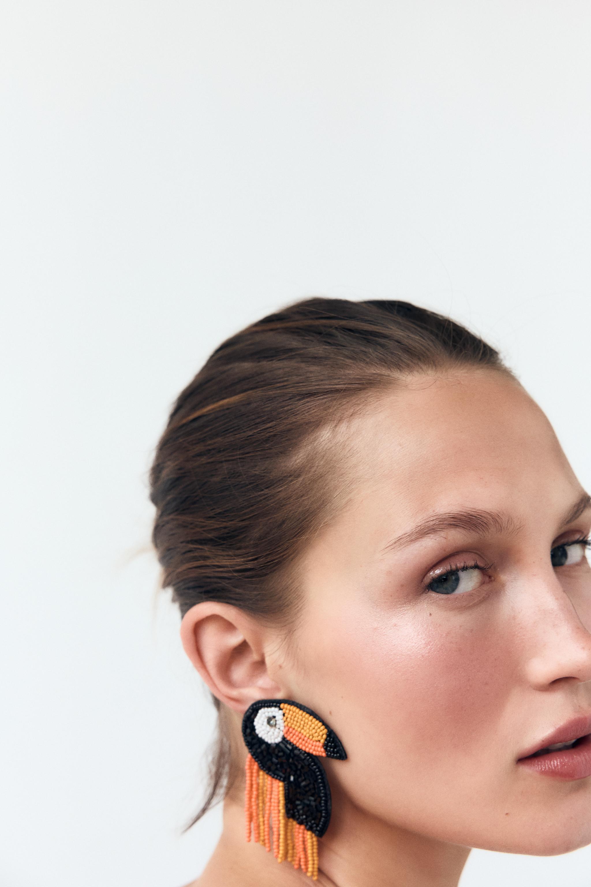 BEADED TOUCAN EARRINGS
