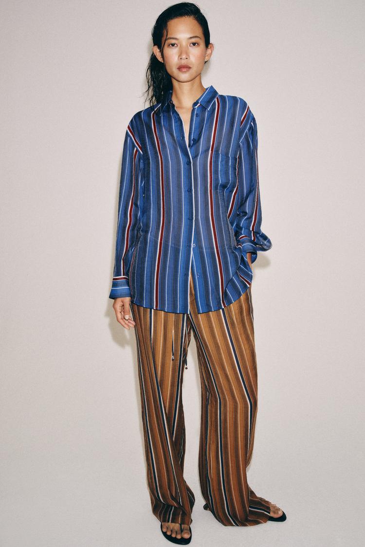 ZW COLLECTION LONG STRIPED SHIRT - Zara product image