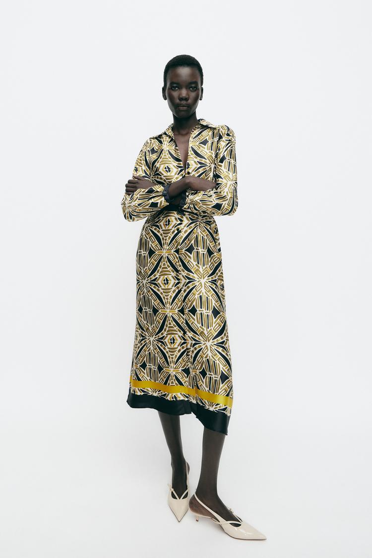 BELTED PRINTED DRESS