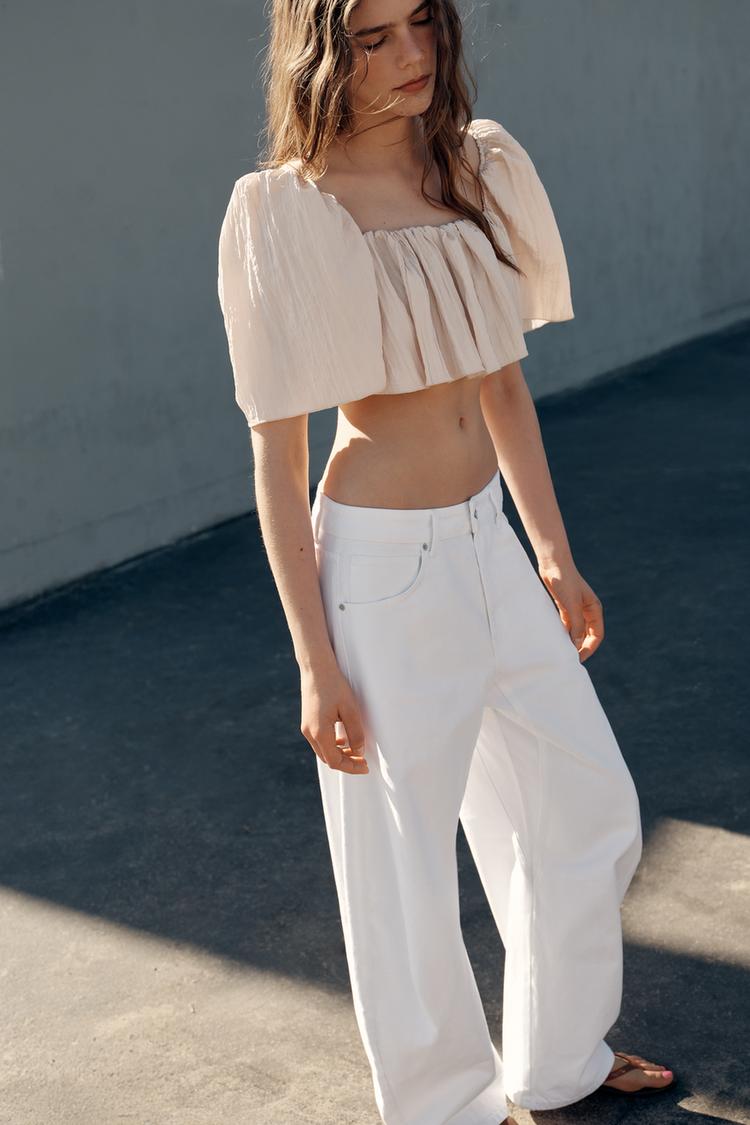 WRINKLED EFFECT CROP TOP - Zara product image